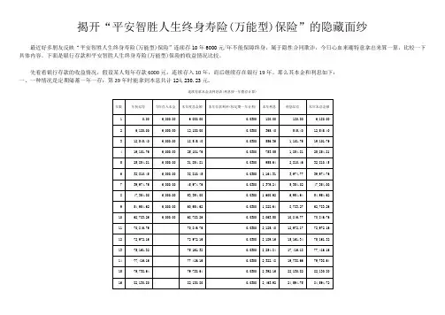 揭开平安智胜人生终身寿险万能型保险的隐藏面纱