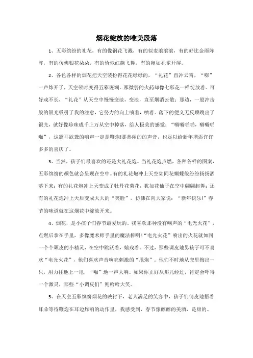 烟花绽放的唯美段落