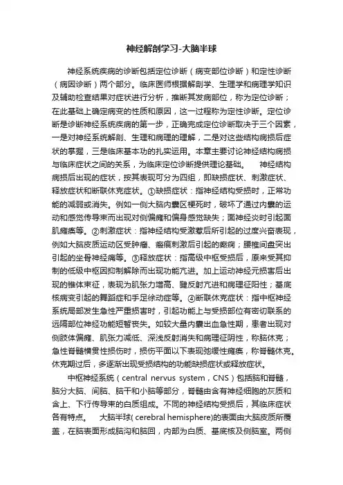 神经解剖学习-大脑半球
