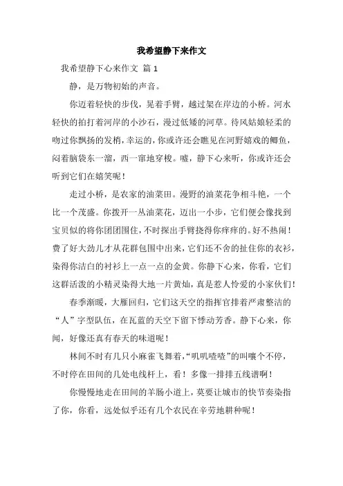 我希望静下来作文