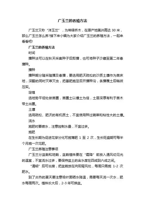 广玉兰的养殖方法