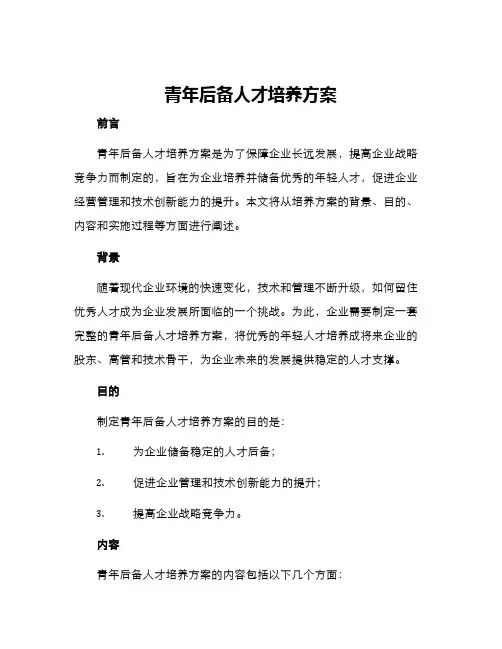 青年后备人才培养方案