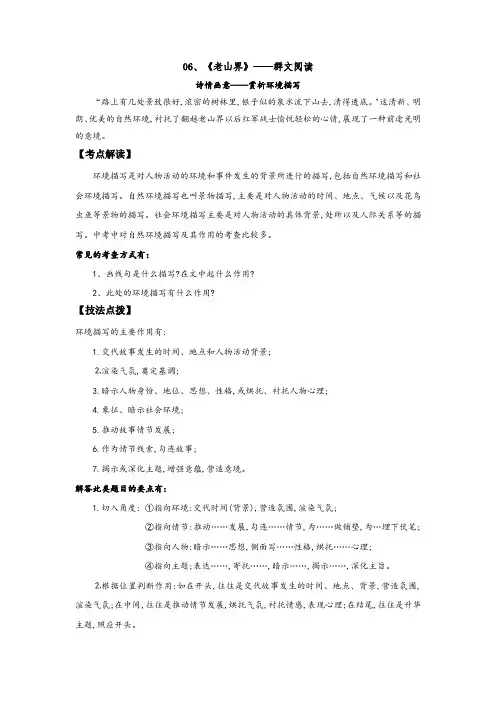 06老山界赏析环境描写-(群文阅读)2021-2022学年七年级下册阅读考点精练