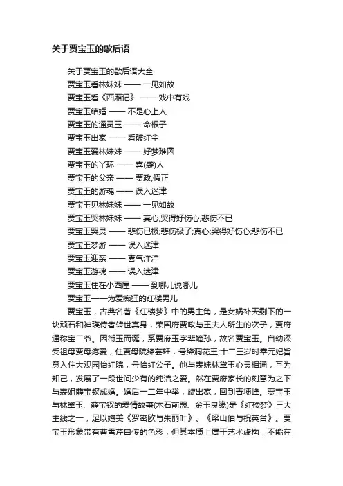 关于贾宝玉的歇后语