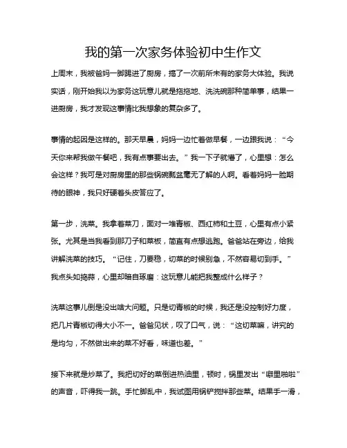 我的第一次家务体验初中生作文