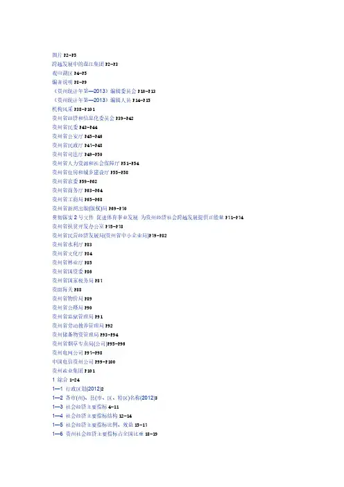 【免费下载】贵州统计年鉴目录