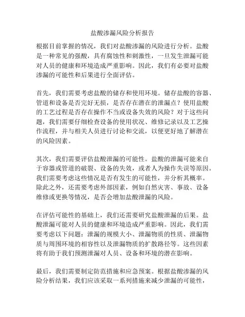盐酸渗漏风险分析报告