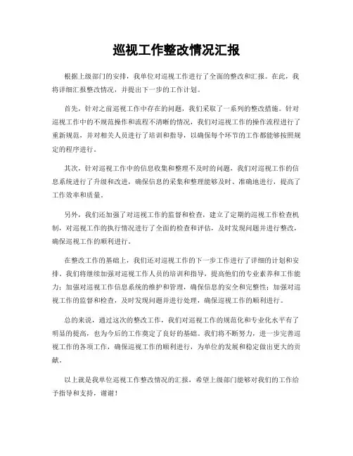 巡视工作整改情况汇报