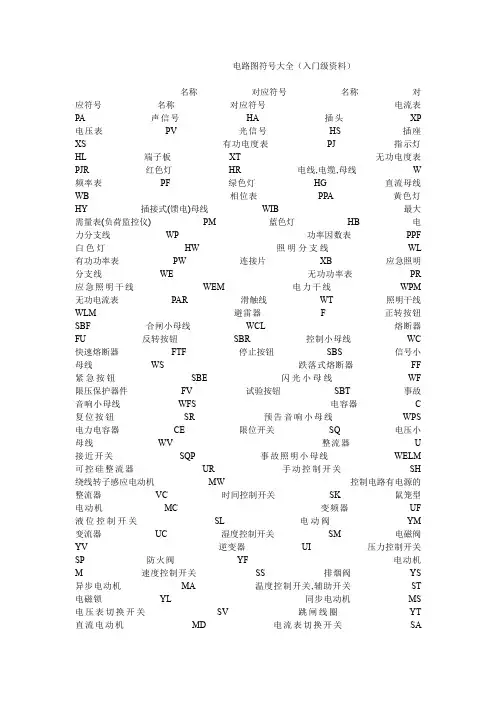 电路图符号大全(入门级资料)