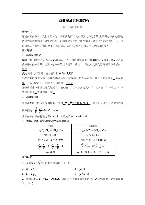 双曲线及其标准方程