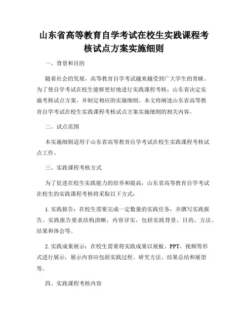 山东省高等教育自学考试在校生实践课程考核试点方案实施细则