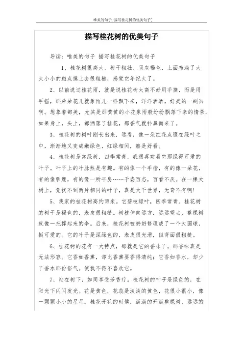 描写桂花树的优美句子