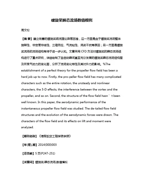 螺旋桨瞬态流场数值模拟
