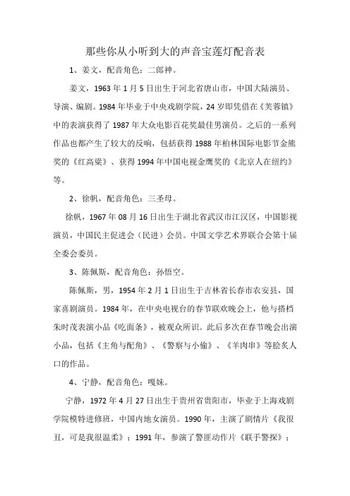 那些你从小听到大的声音宝莲灯配音表