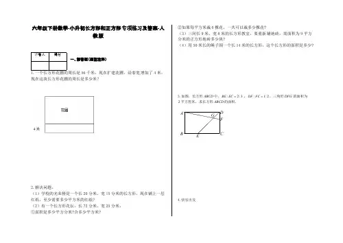 六年级下册数学-小升初长方形和正方形专项练习及答案-12-人教版