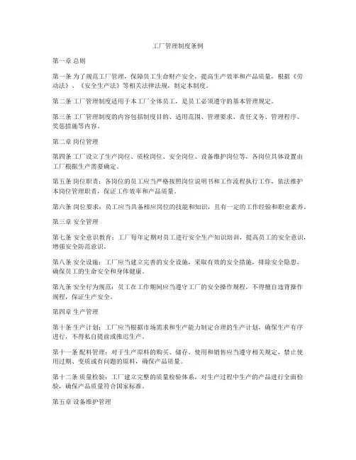 工厂管理制度条例