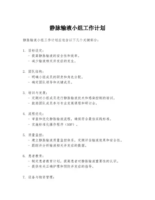 静脉输液小组工作计划