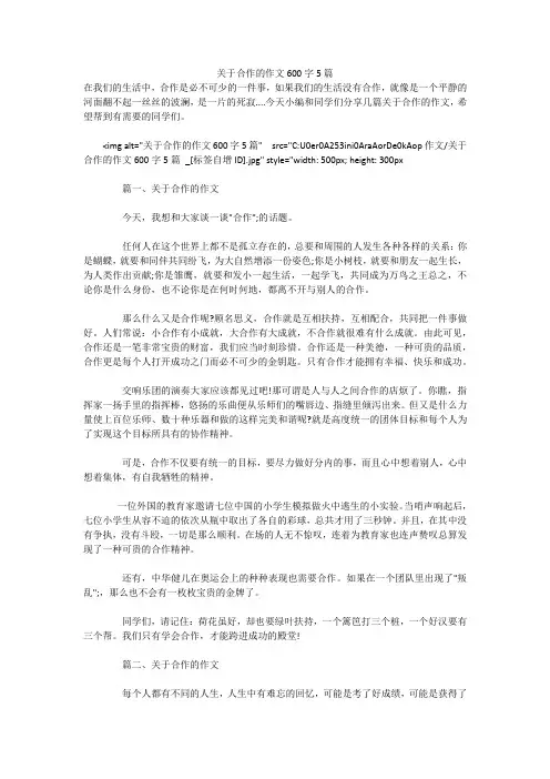 关于合作的作文600字5篇 