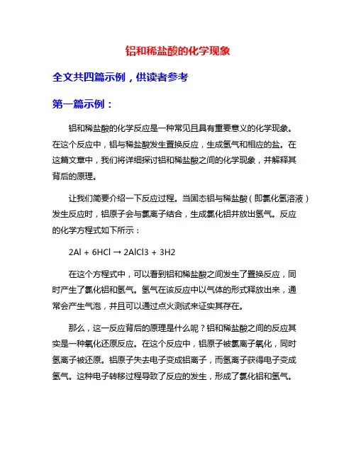 铝和稀盐酸的化学现象