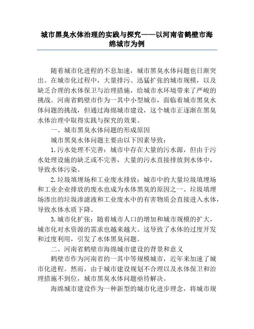 城市黑臭水体治理的实践与探索——以河南省鹤壁市海绵城市为例