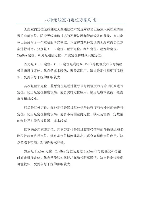 八种无线室内定位方案对比