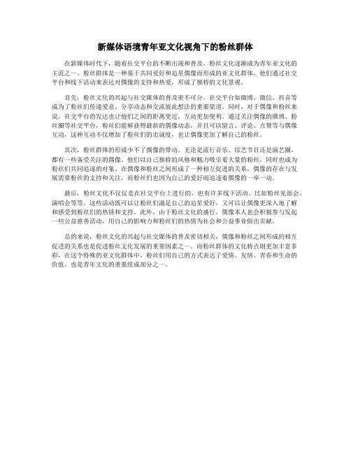 新媒体语境青年亚文化视角下的粉丝群体