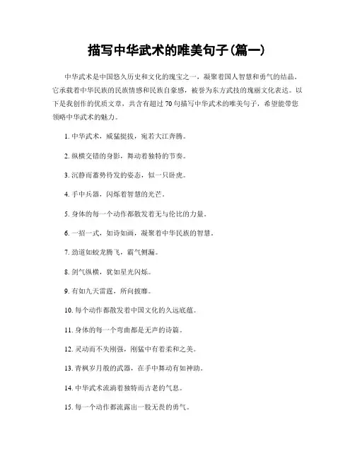 描写中华武术的唯美句子(精选两篇)