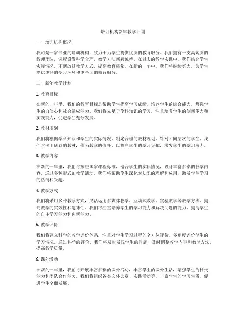 培训机构新年教学计划