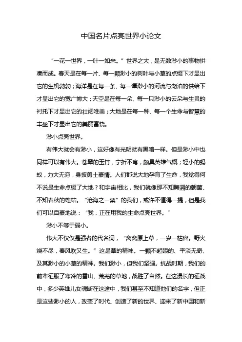 中国名片点亮世界小论文