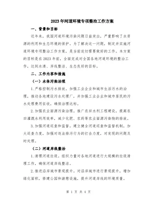 2023年河道环境专项整治工作方案