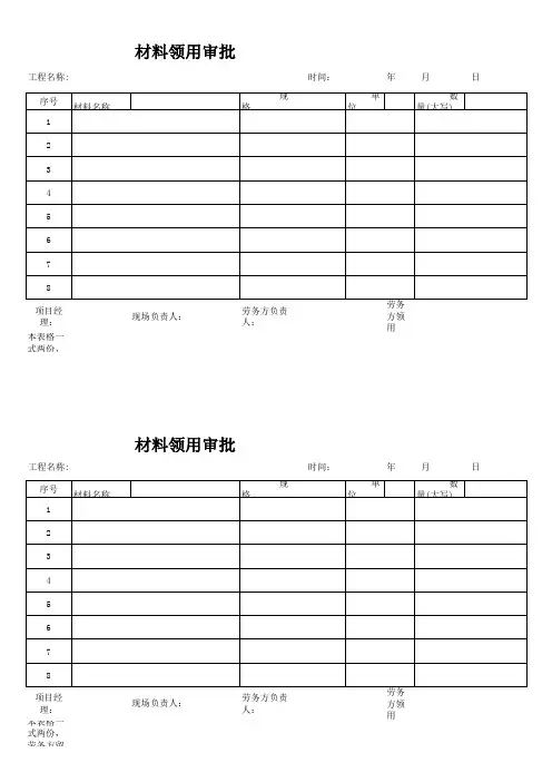 材料领用审批表