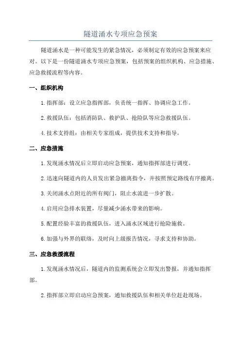 隧道涌水专项应急预案