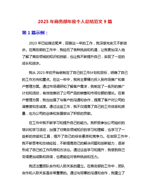2023年商务部年度个人总结范文9篇