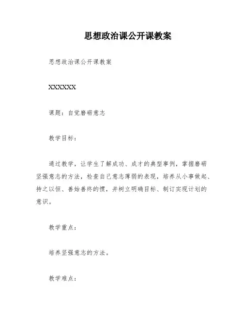 思想政治课公开课教案