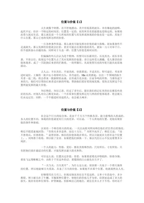 位置与价值作文
