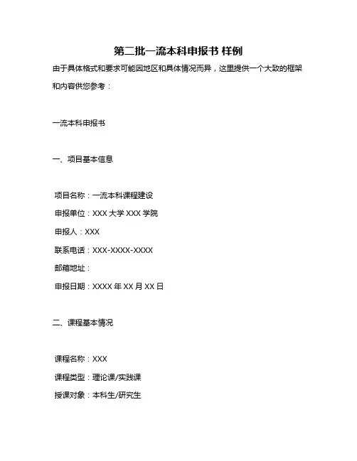 第二批一流本科申报书 样例