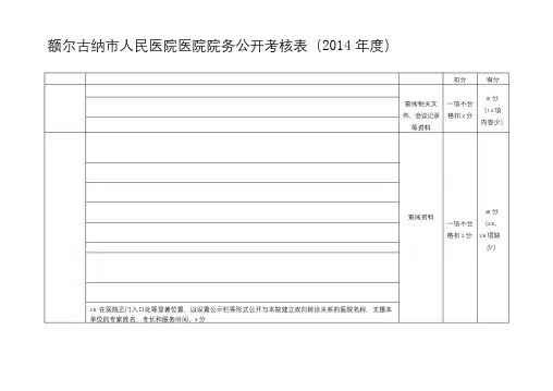 院务公开考核表