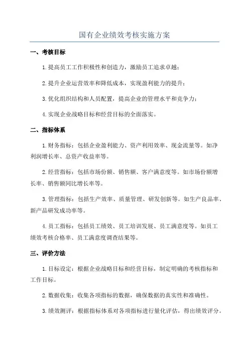 国有企业绩效考核实施方案