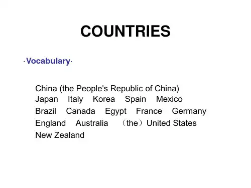 CountryLanguageNationality国家对应的语言和国籍