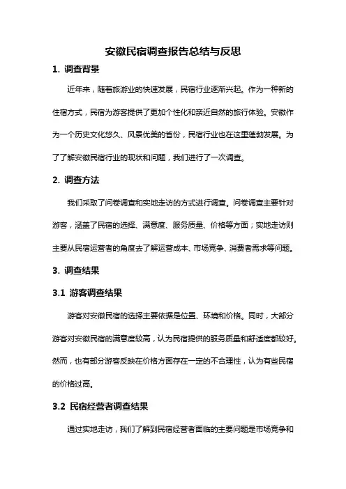 安徽民宿调查报告总结与反思