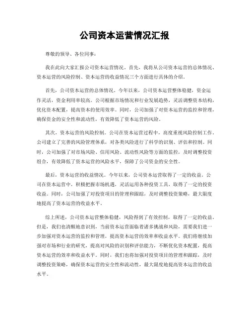 公司资本运营情况汇报