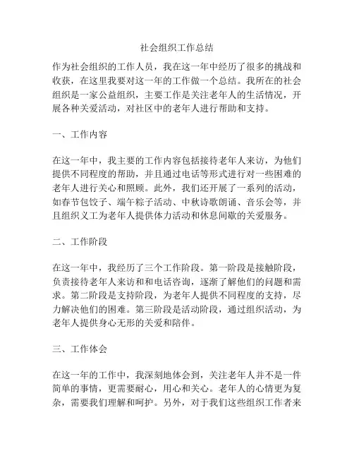 社会组织工作总结
