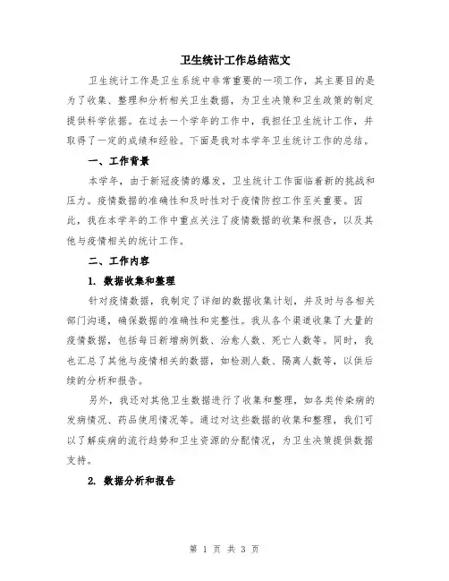 卫生统计工作总结范文