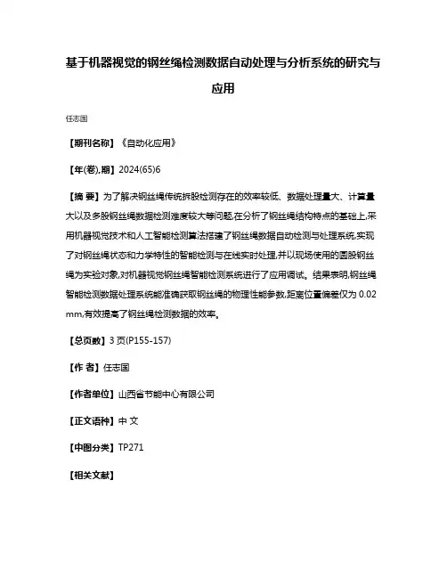 基于机器视觉的钢丝绳检测数据自动处理与分析系统的研究与应用