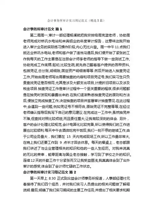 会计事务所审计实习周记范文（精选5篇）