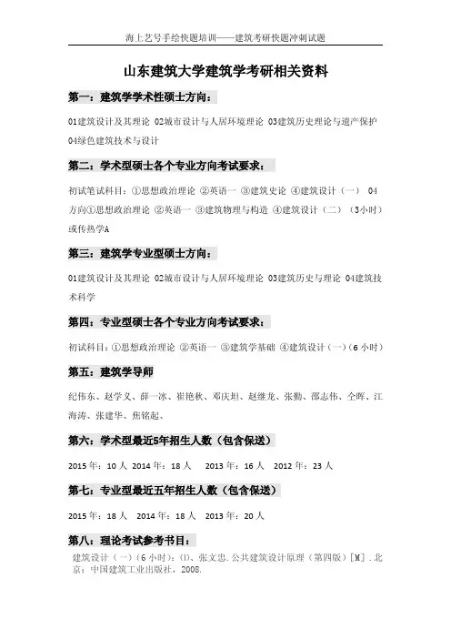 山东建筑大学建筑学考研快题相关信息(1)