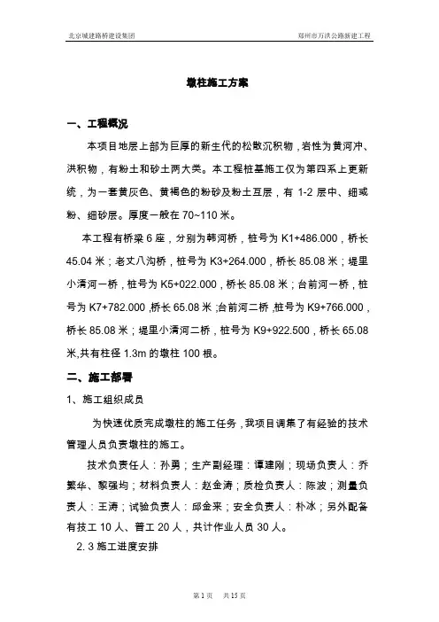 墩柱专项施工方案