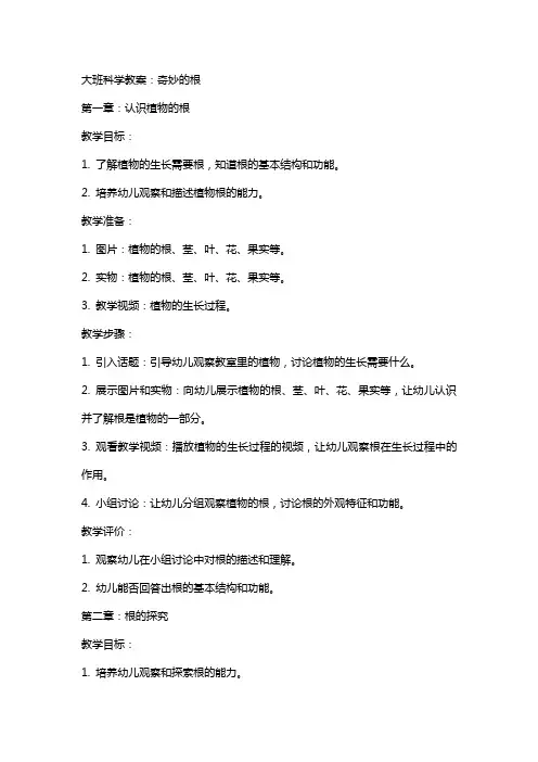 大班科学教案：奇妙的根