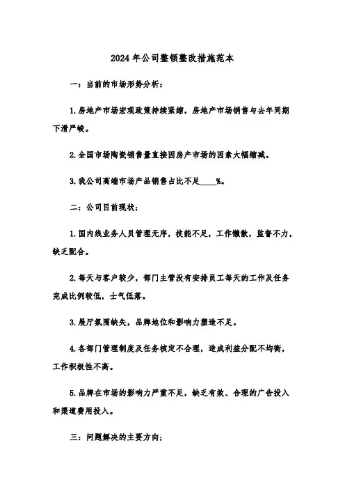 2024年公司整顿整改措施范本（三篇）