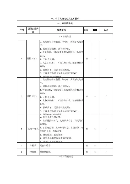 项目实施内容及技术要求